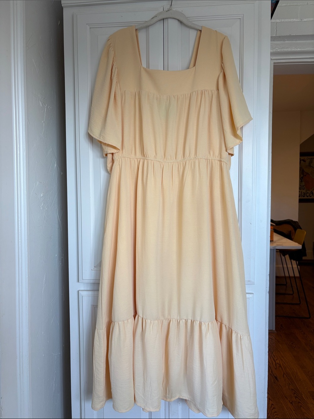 NWT Women's Midi Dress - Butter Yellow Square Neck